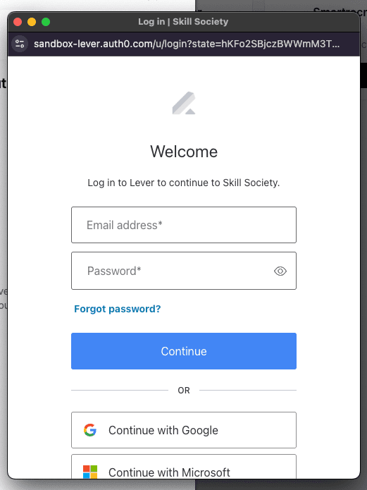 Skill Society Lever sign-in